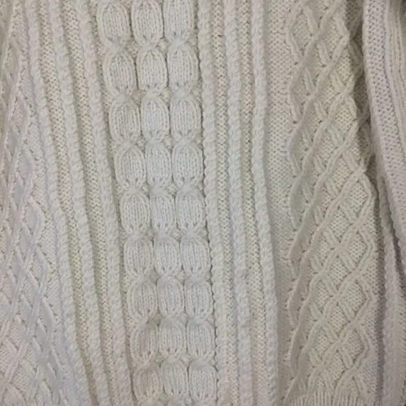 Tory Burch Cream Ivory Cable Knit Wool Fringe Pullover Sweater Women’s Size M - Picture 9 of 16